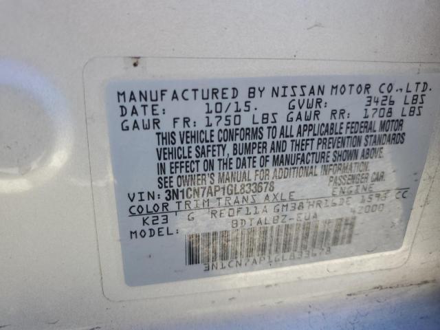 3N1CN7AP1GL833678 2016 Nissan Versa S