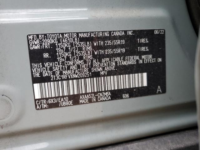 2022 Toyota Rav4 Xle Premium VIN: 2T3C1RFVXNW209251 Lot: 54552164