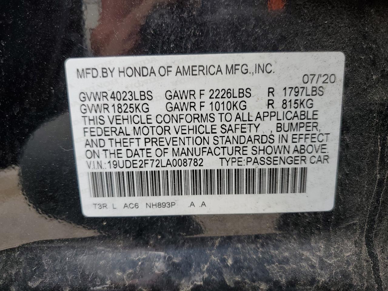 19UDE2F72LA008782 2020 Acura Ilx Premium