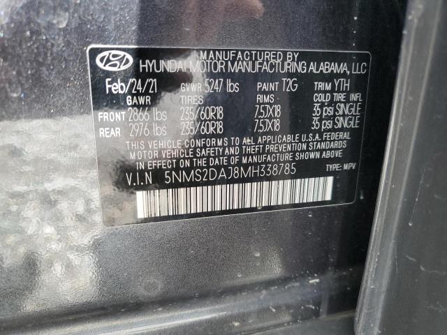 2021 Hyundai Santa Fe Sel VIN: 5NMS2DAJ8MH338785 Lot: 54713554