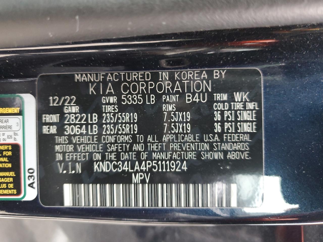 KNDC34LA4P5111924 2023 Kia Ev6 Light