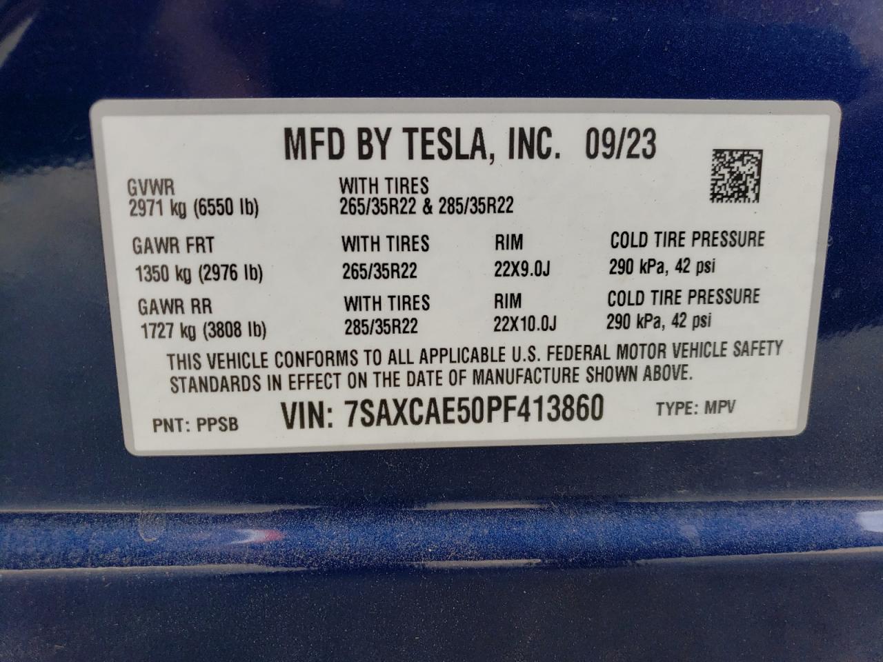 7SAXCAE50PF413860 2023 Tesla Model X