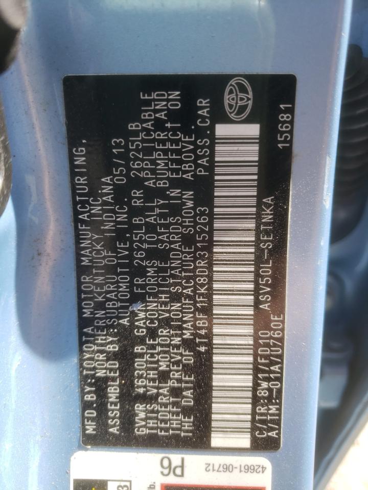 4T4BF1FK8DR315263 2013 Toyota Camry L