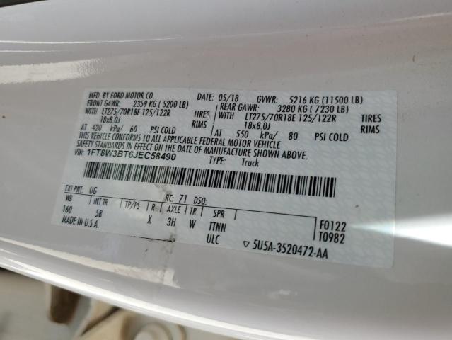 2018 Ford F350 Super Duty VIN: 1FT8W3BT6JEC58490 Lot: 56617244
