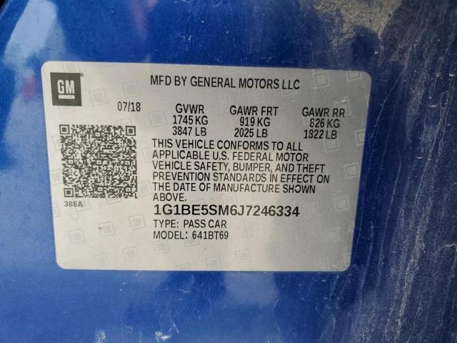 2018 Chevrolet Cruze Lt VIN: 1G1BE5SM6J7246334 Lot: 54279774