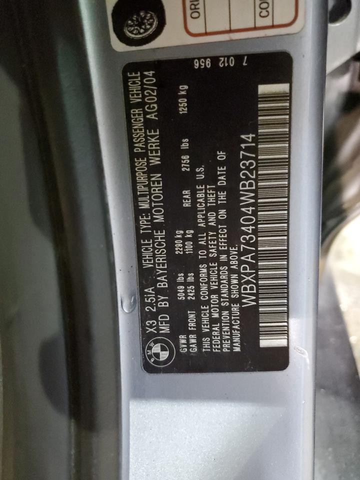 WBXPA73404WB23714 2004 BMW X3 2.5I