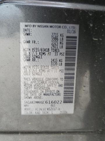 2016 Nissan Pathfinder S VIN: 5N1AR2MMXGC616022 Lot: 55414574