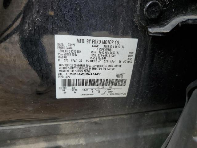 2021 Ford Explorer Police Interceptor VIN: 1FM5K8AW3MNA14450 Lot: 57204434