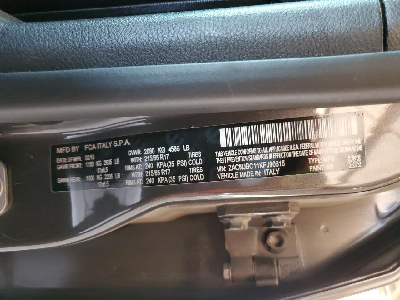 ZACNJBC11KPJ90615 2019 Jeep Renegade Trailhawk