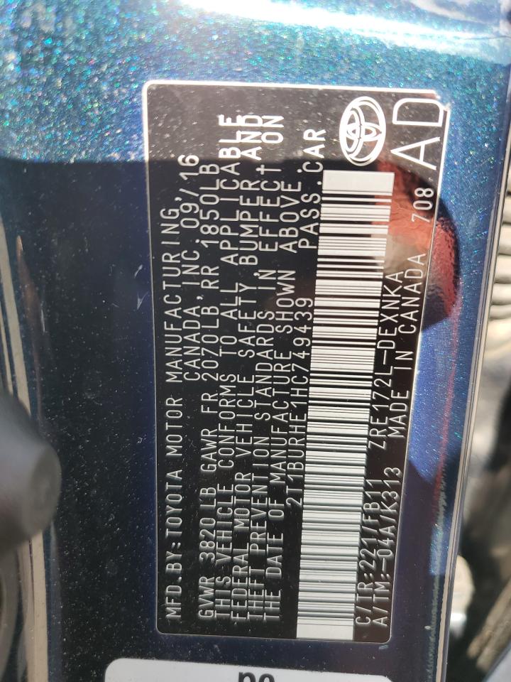 2T1BURHE1HC749439 2017 Toyota Corolla L