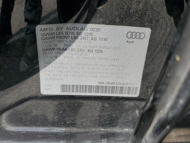 2020 Audi A4 Allroad Premium Plus VIN: WA18NAF43LA057371 Lot: 55194124