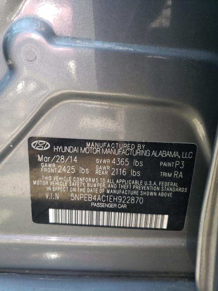 5NPEB4AC1EH922870 2014 Hyundai Sonata Gls