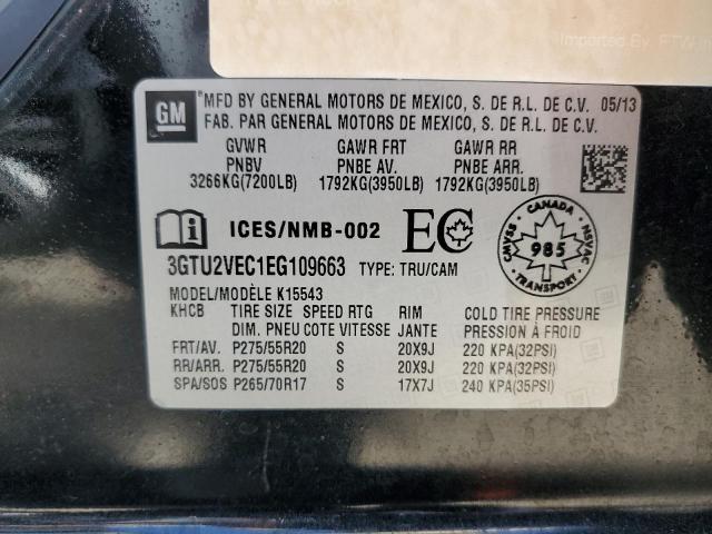 2014 GMC Sierra K1500 Slt VIN: 3GTU2VEC1EG109663 Lot: 56032214
