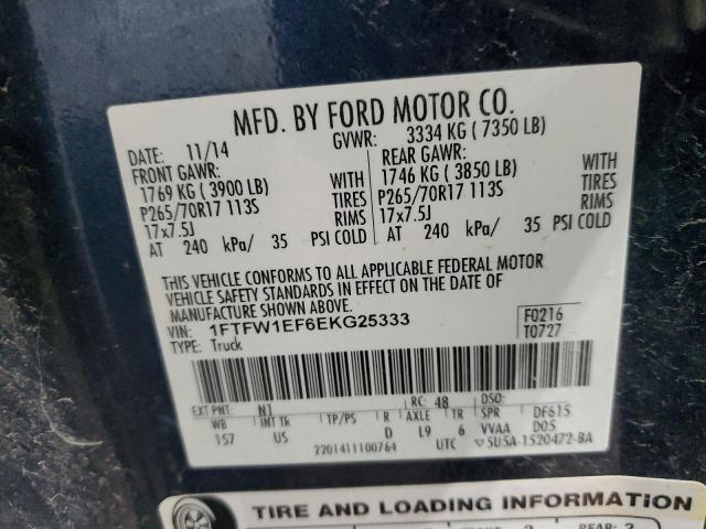 2014 Ford F150 Supercrew VIN: 1FTFW1EF6EKG25333 Lot: 54898424