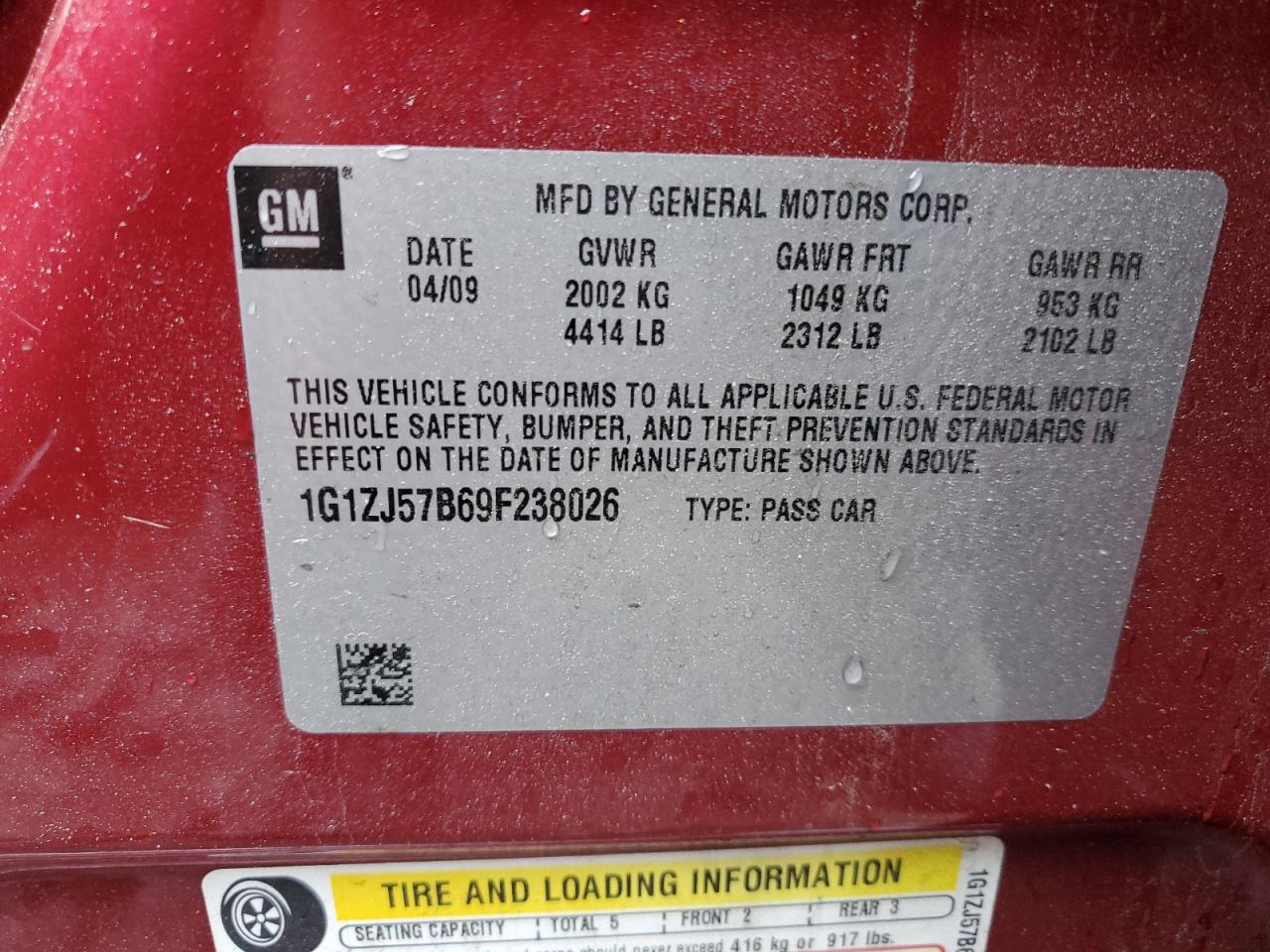 1G1ZJ57B69F238026 2009 Chevrolet Malibu 2Lt