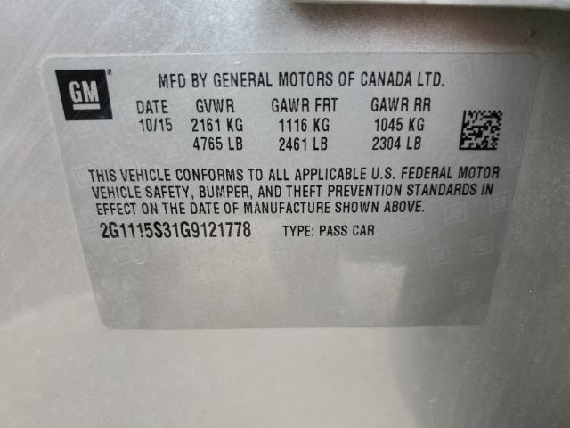 2016 Chevrolet Impala Lt VIN: 2G1115S31G9121778 Lot: 57265204