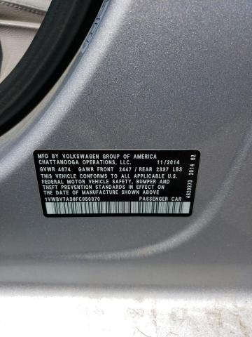 2015 Volkswagen Passat Se VIN: 1VWBV7A36FC050370 Lot: 54763044