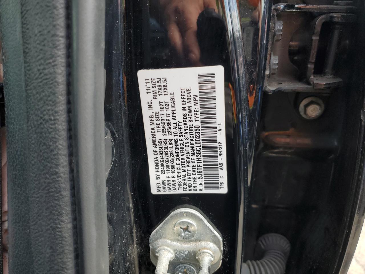 5J6TF1H36CL002350 2012 Honda Crosstour Ex