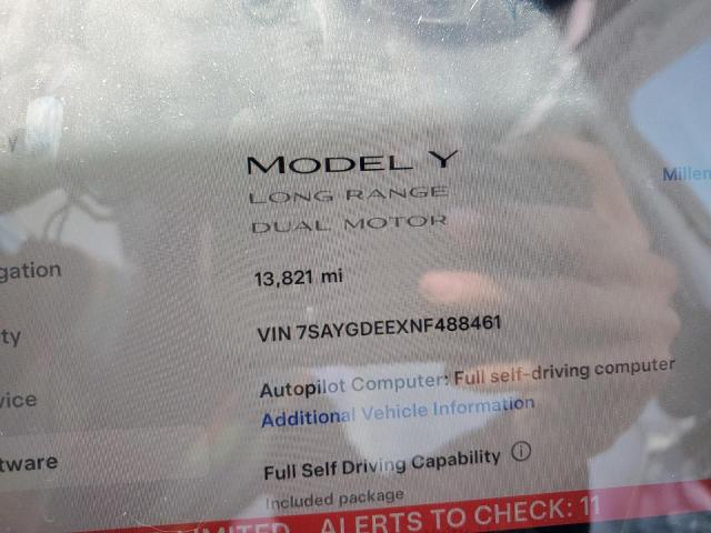 VIN 7SAYGDEEXNF488461 2022 Tesla MODEL Y no.9