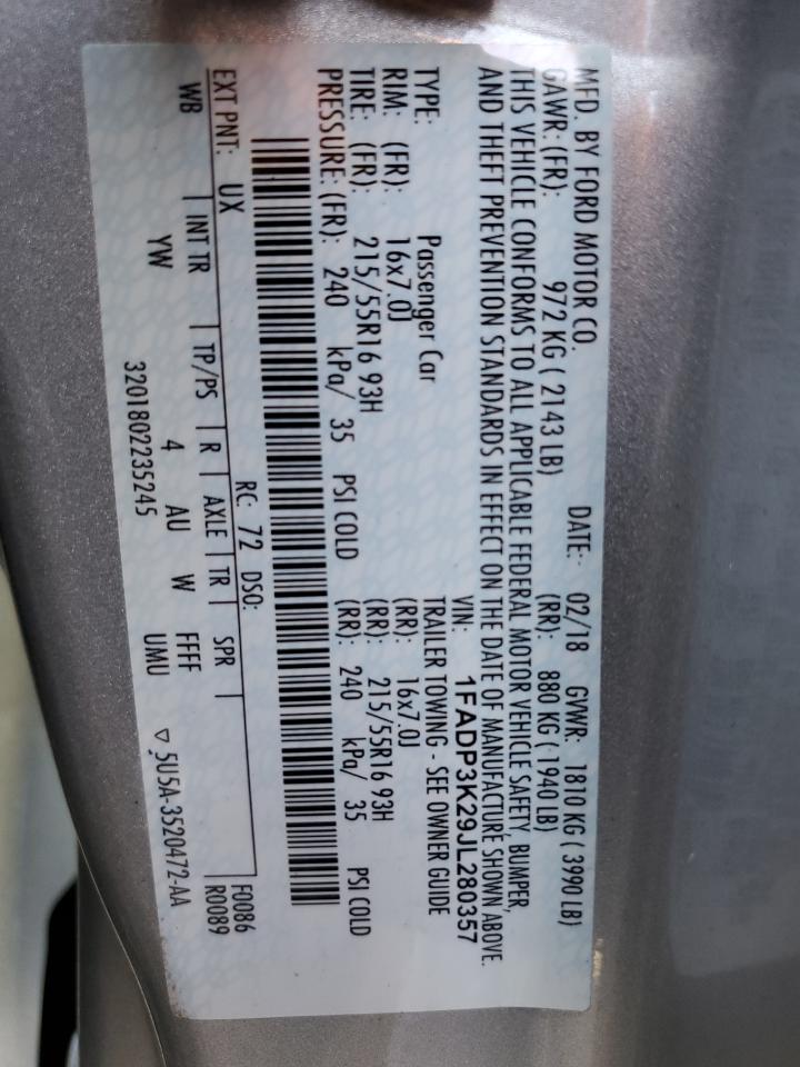 1FADP3K29JL280357 2018 Ford Focus Se