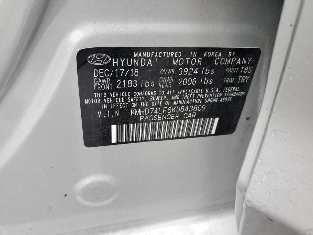 2019 Hyundai Elantra Se VIN: KMHD74LF6KU843809 Lot: 52989214