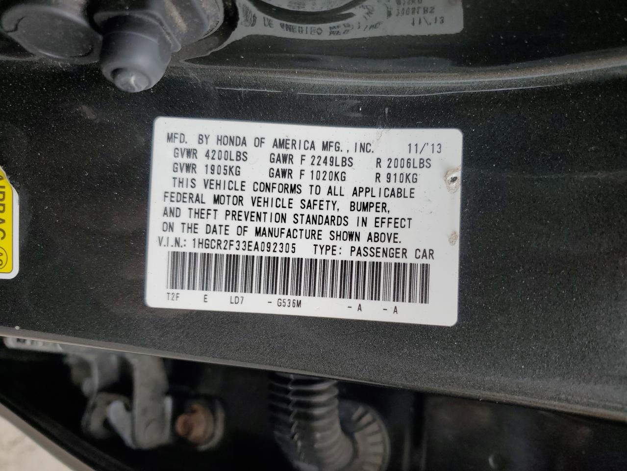 1HGCR2F33EA092305 2014 Honda Accord Lx