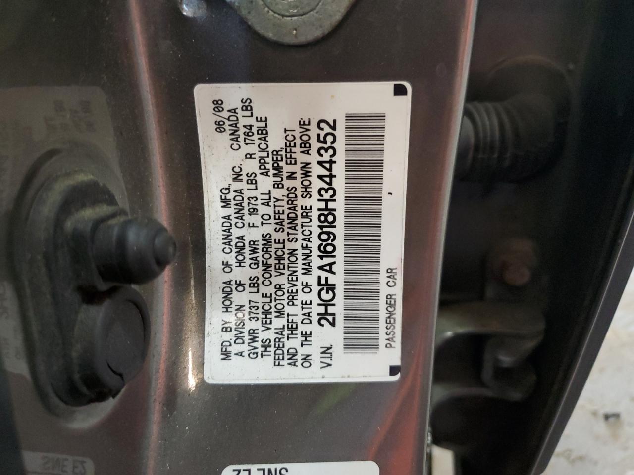 2HGFA16918H344352 2008 Honda Civic Exl