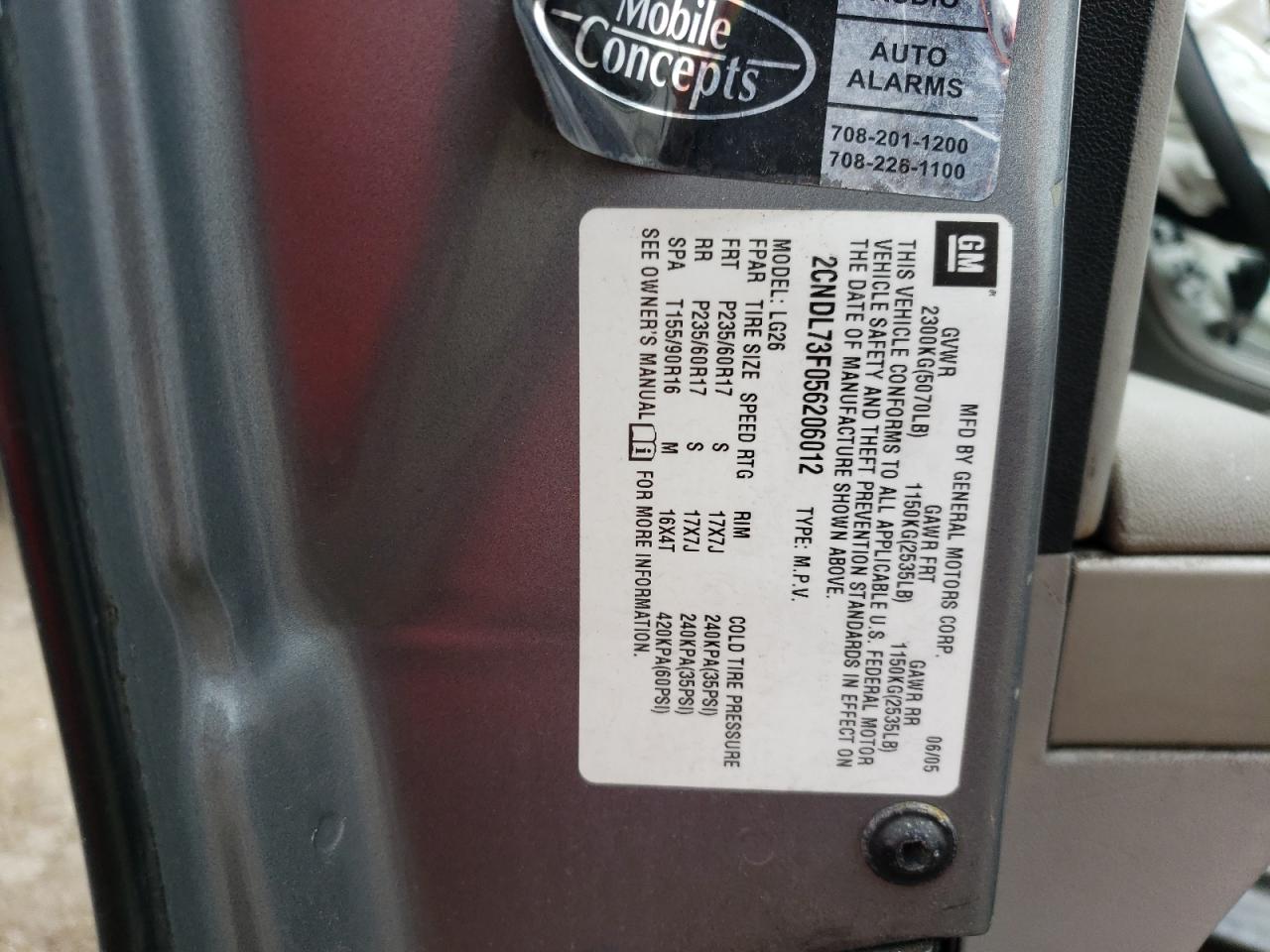 2CNDL73F056206012 2005 Chevrolet Equinox Lt