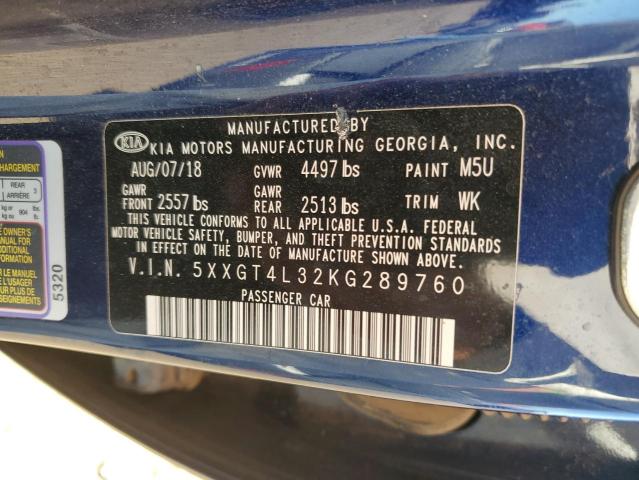 2019 Kia Optima Lx VIN: 5XXGT4L32KG289760 Lot: 55372204