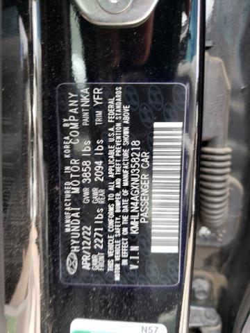 2022 Hyundai Elantra Sel VIN: KMHLN4AGXNU358218 Lot: 56900364