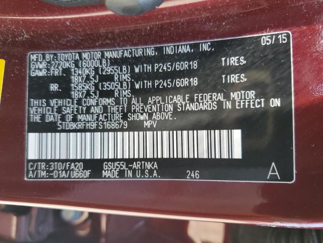 2015 Toyota Highlander Le VIN: 5TDBKRFH9FS168679 Lot: 53410044