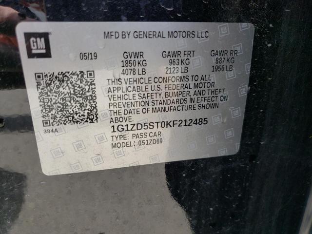 2019 CHEVROLET MALIBU LT - 1G1ZD5ST0KF212485
