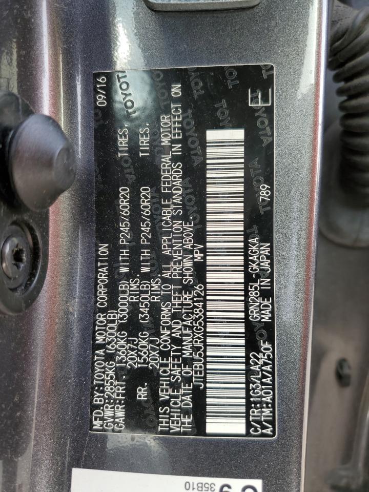 JTEBU5JRXG5384126 2016 Toyota 4Runner Sr5/Sr5 Premium