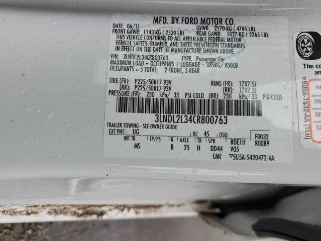 2012 Lincoln Mkz Hybrid VIN: 3LNDL2L34CR800763 Lot: 55288794