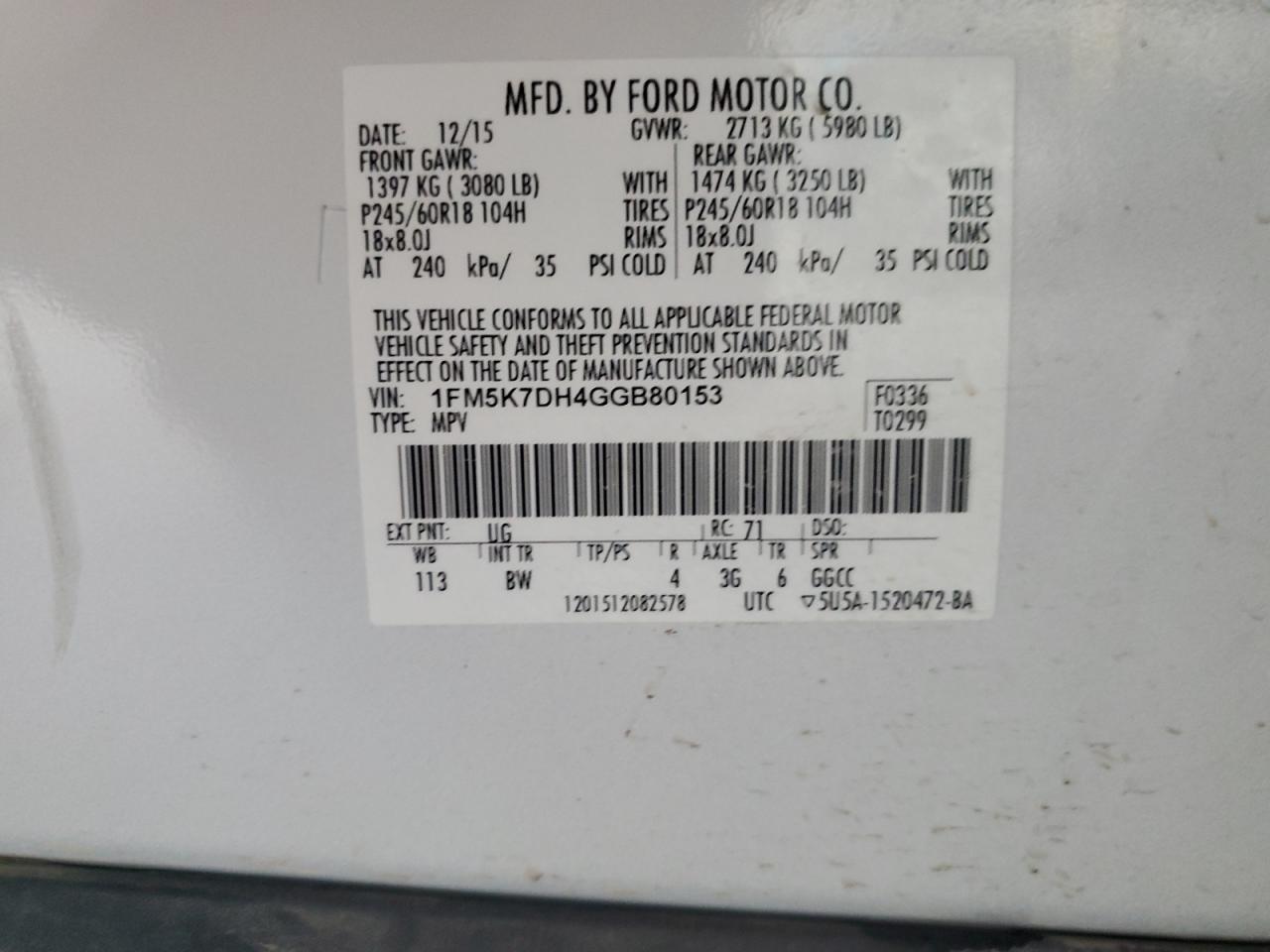 1FM5K7DH4GGB80153 2016 Ford Explorer Xlt