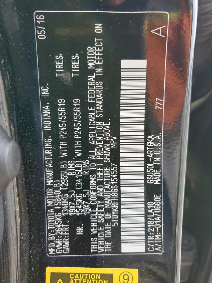 5TDYKRFH8GS154557 2016 Toyota Highlander Limited