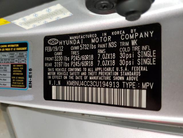 2012 Hyundai Veracruz Gls VIN: KM8NU4CC3CU194913 Lot: 53928944