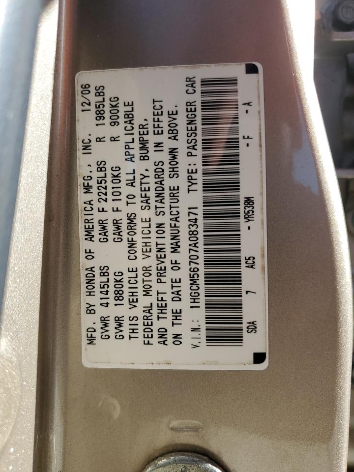 1HGCM56707A083471 2007 Honda Accord Ex