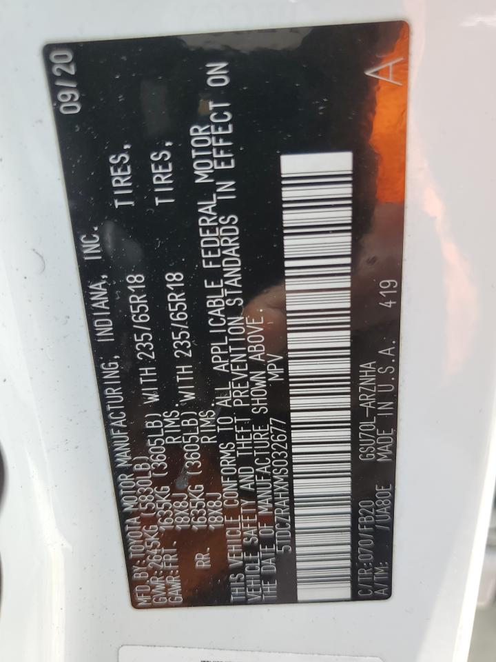 5TDCZRAHXMS032677 2021 Toyota Highlander L