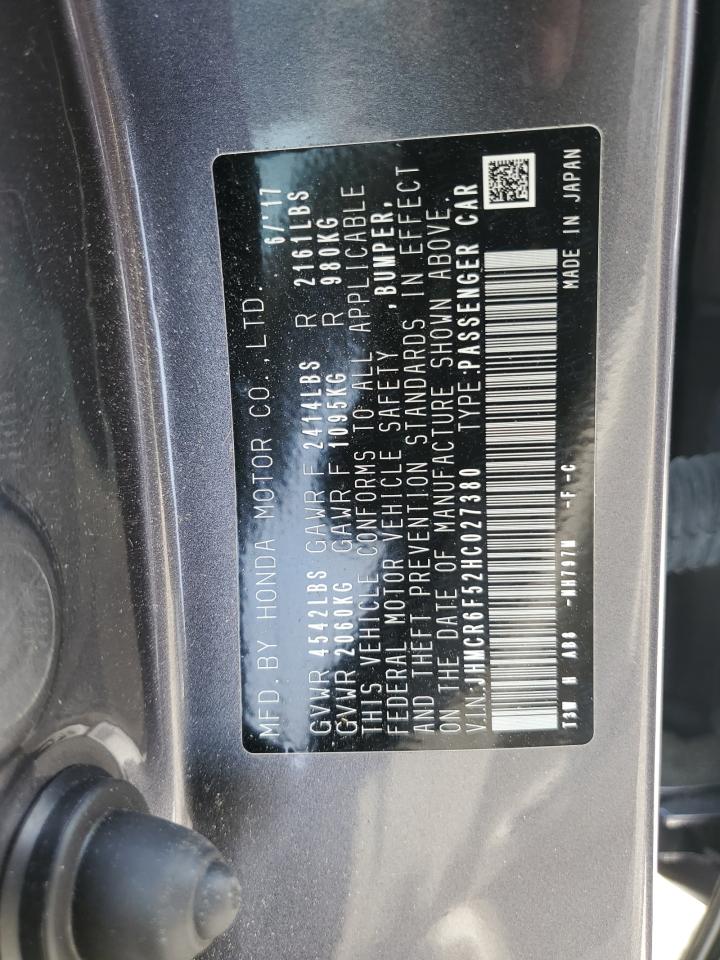 JHMCR6F52HC027380 2017 Honda Accord Hybrid Exl