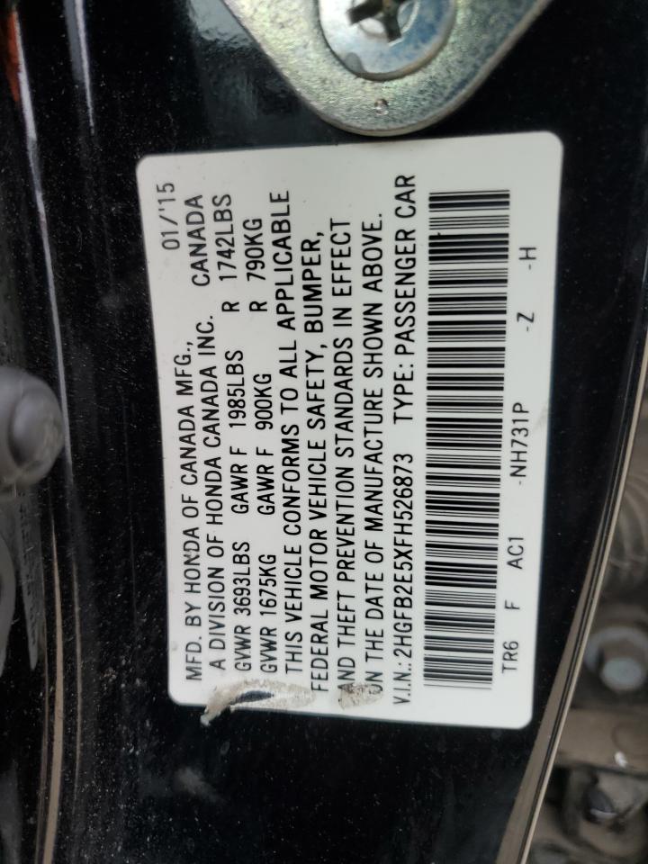 2HGFB2E5XFH526873 2015 Honda Civic Lx