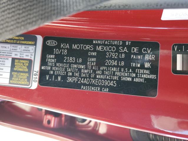 2019 Kia Forte Fe VIN: 3KPF24AD7KE039045 Lot: 53701964