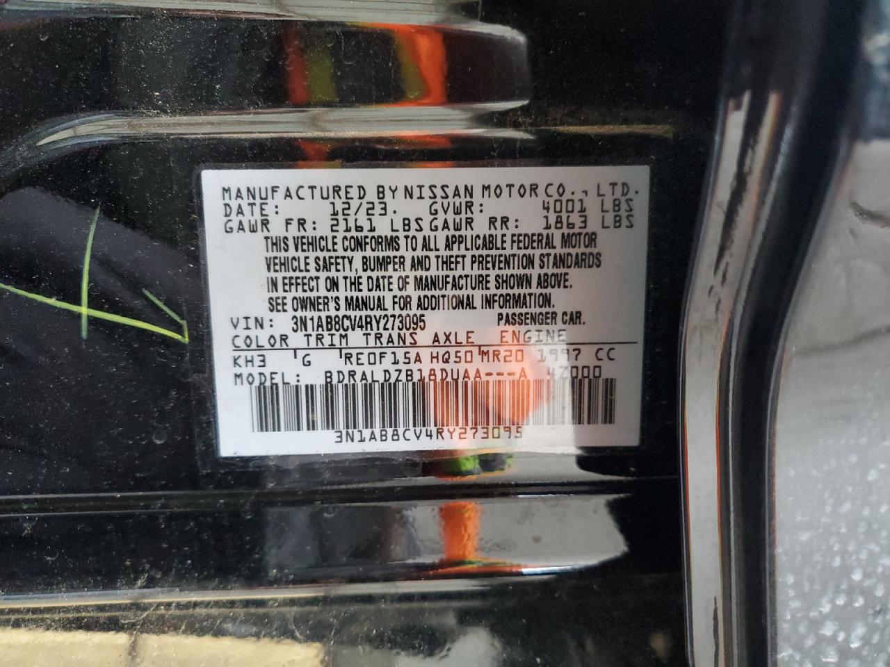 3N1AB8CV4RY273095 2024 Nissan Sentra Sv