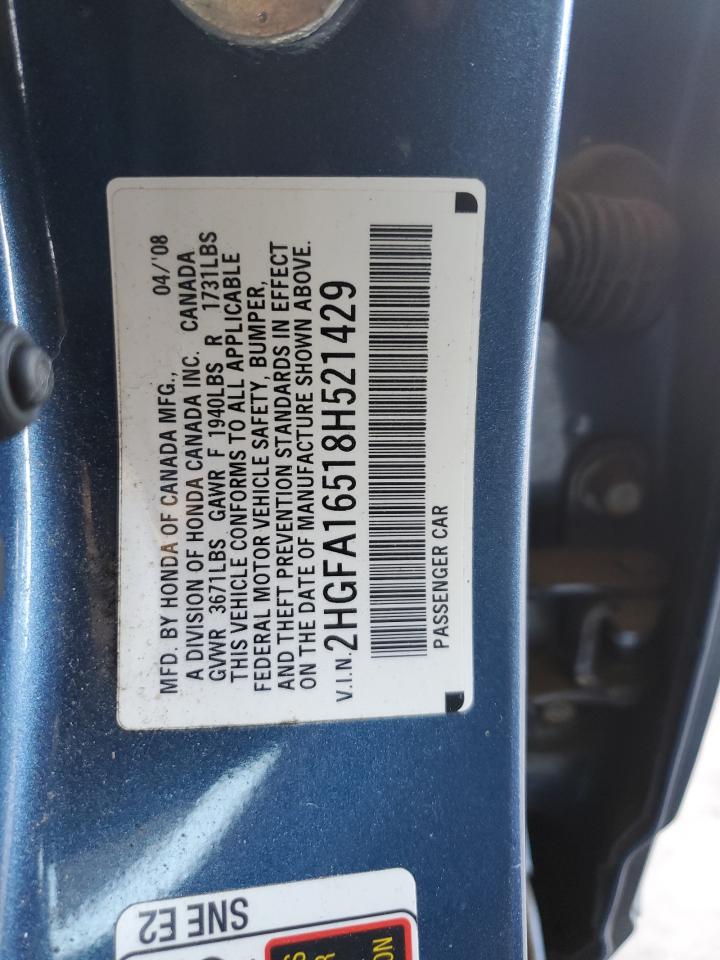 2HGFA16518H521429 2008 Honda Civic Lx