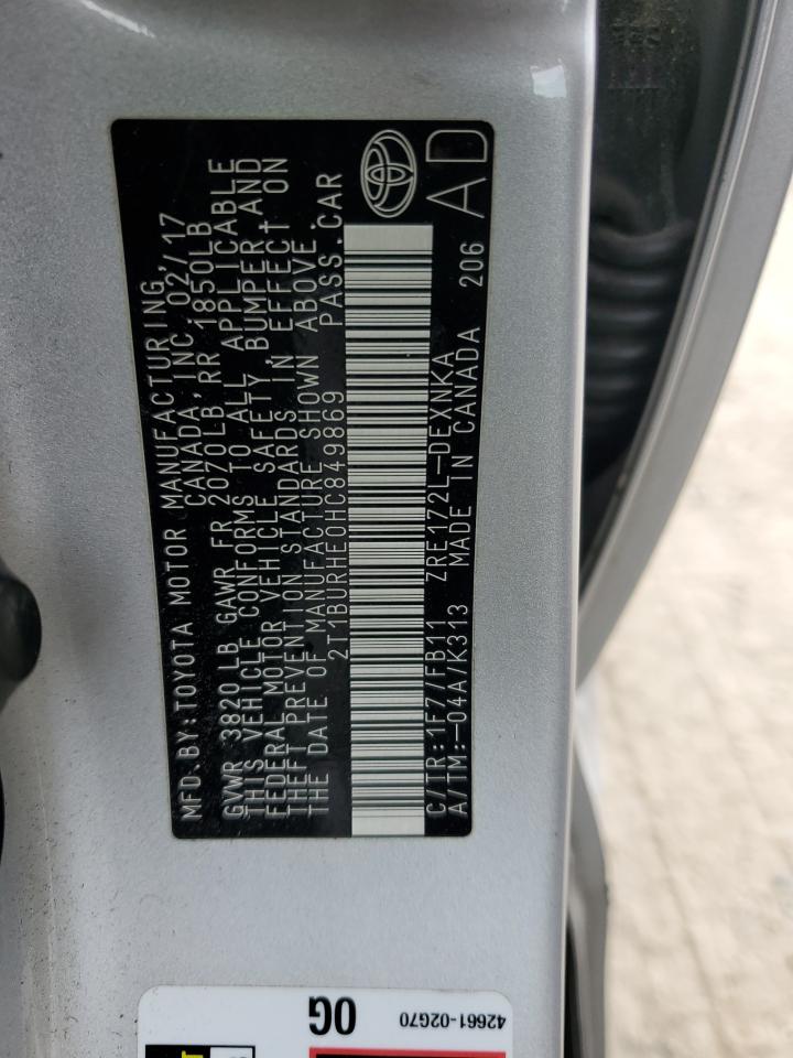 2T1BURHE0HC849869 2017 Toyota Corolla L