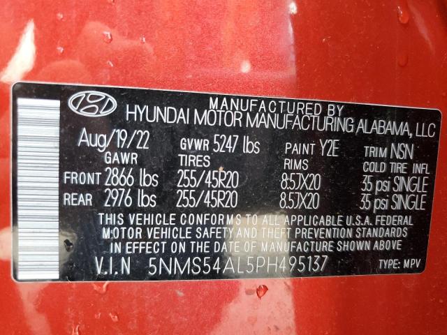 2023 Hyundai Santa Fe Calligraphy VIN: 5NMS54AL5PH495137 Lot: 54041394