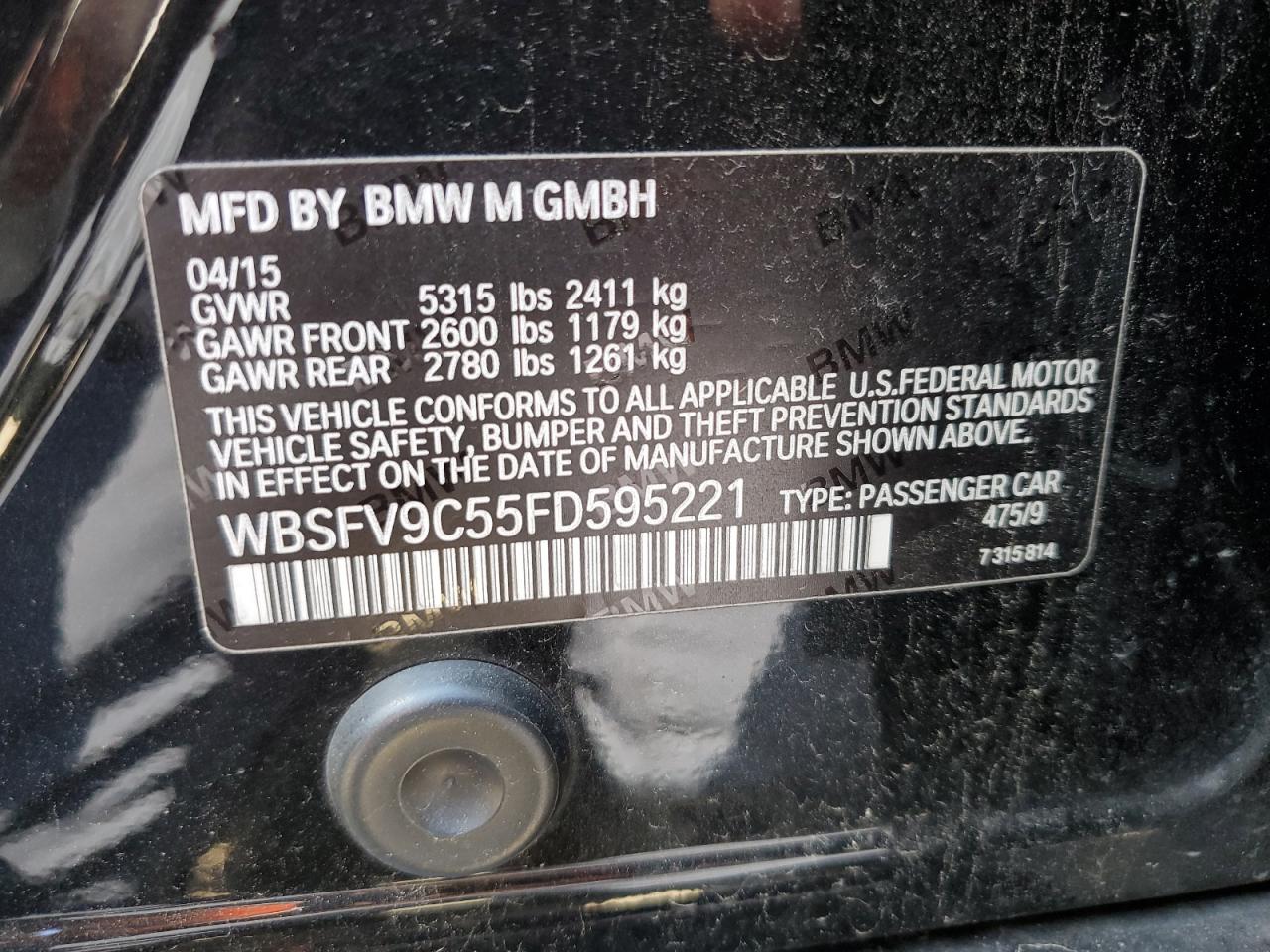 WBSFV9C55FD595221 2015 BMW M5