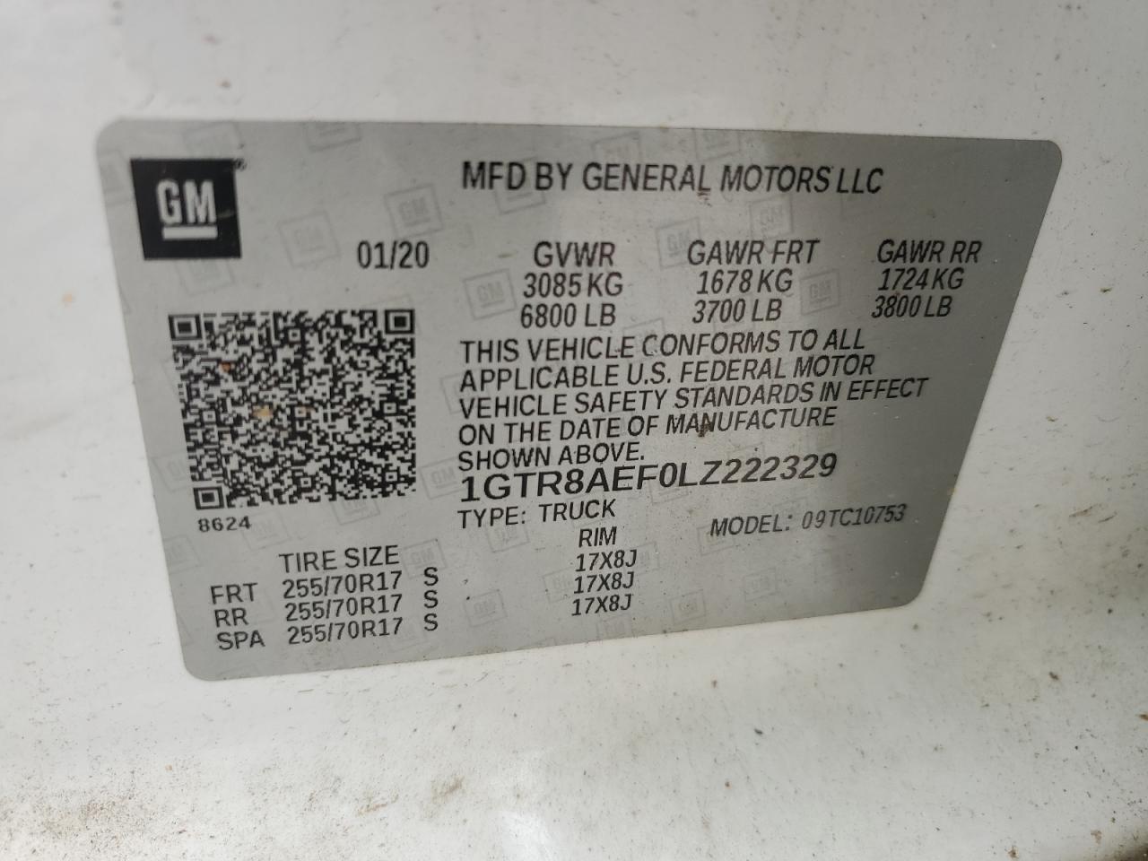 1GTR8AEF0LZ222329 2020 GMC Sierra C1500