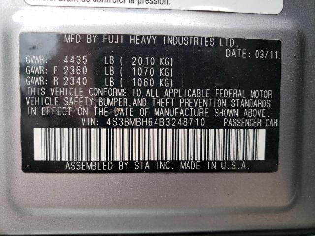 2011 Subaru Legacy 2.5I Premium VIN: 4S3BMBH64B3248710 Lot: 54930494