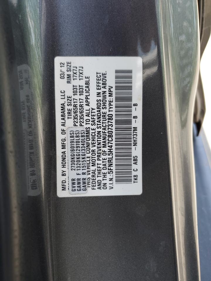 5FNRL5H47CB073780 2012 Honda Odyssey Ex